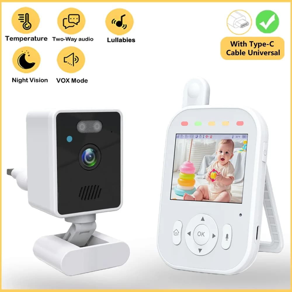 Baby Monitor Wireless Indoor 2.8" Surveillance Video Two-Way Audio Night Vision Smart Baby Camera Temperature Detection Nanny