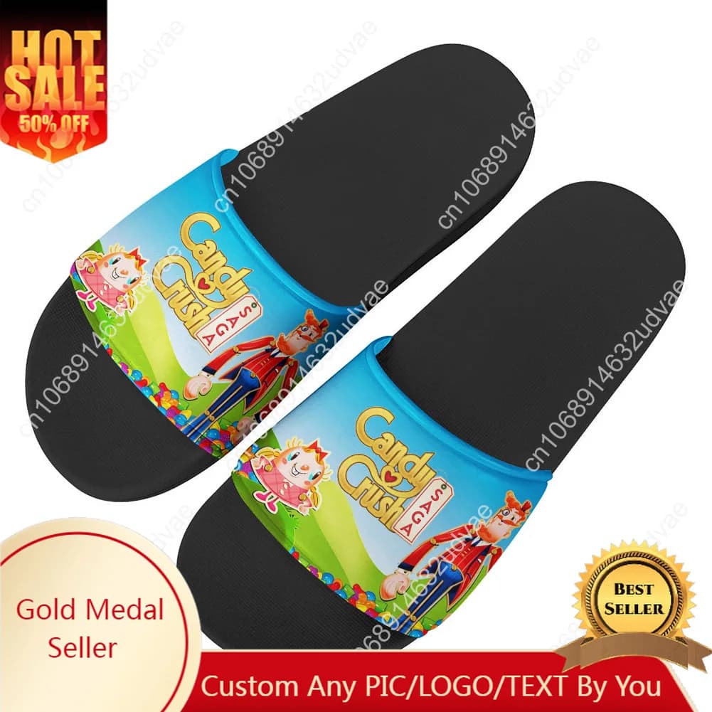 Candy Crush Saga Sandals Home Slippers Women's Water Shoes Teenagers Children's Sandals Bathroom Beach Pool Slippers Customized