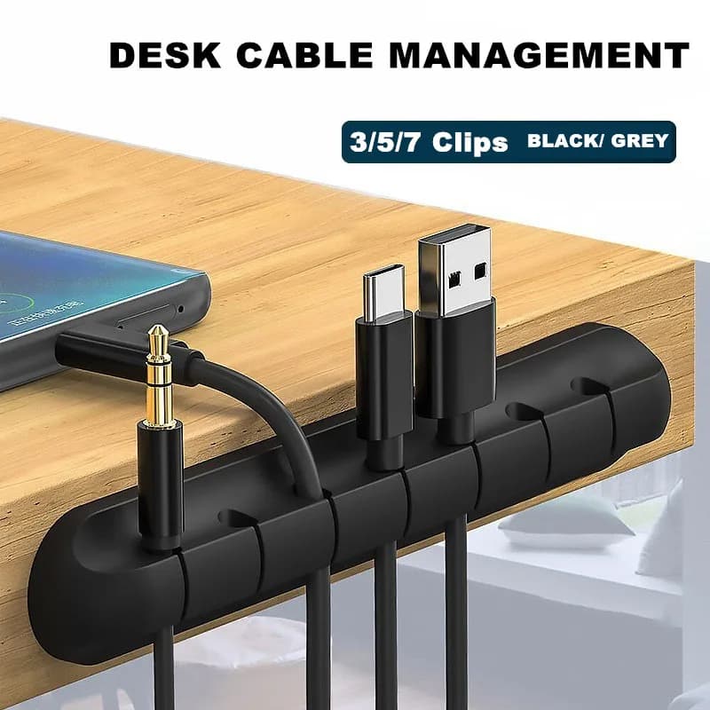 Clip per supporto per cavo USB Organizzatore per cavi per cavi Avvolgitore da scrivania in silicone Supporto per gestione ordinata da tavolo Archiviazione per cavi autoadesivi