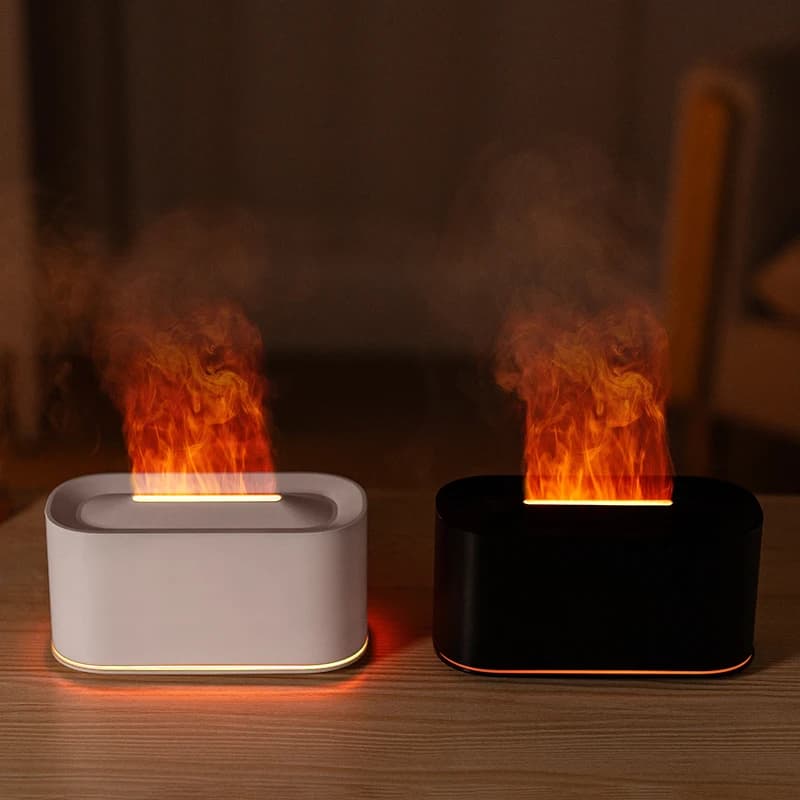 Flame Aromatherapy Machine Home Bedroom Office Desk Atmosphere Light Water Shortage Power Failure USB Humidifier