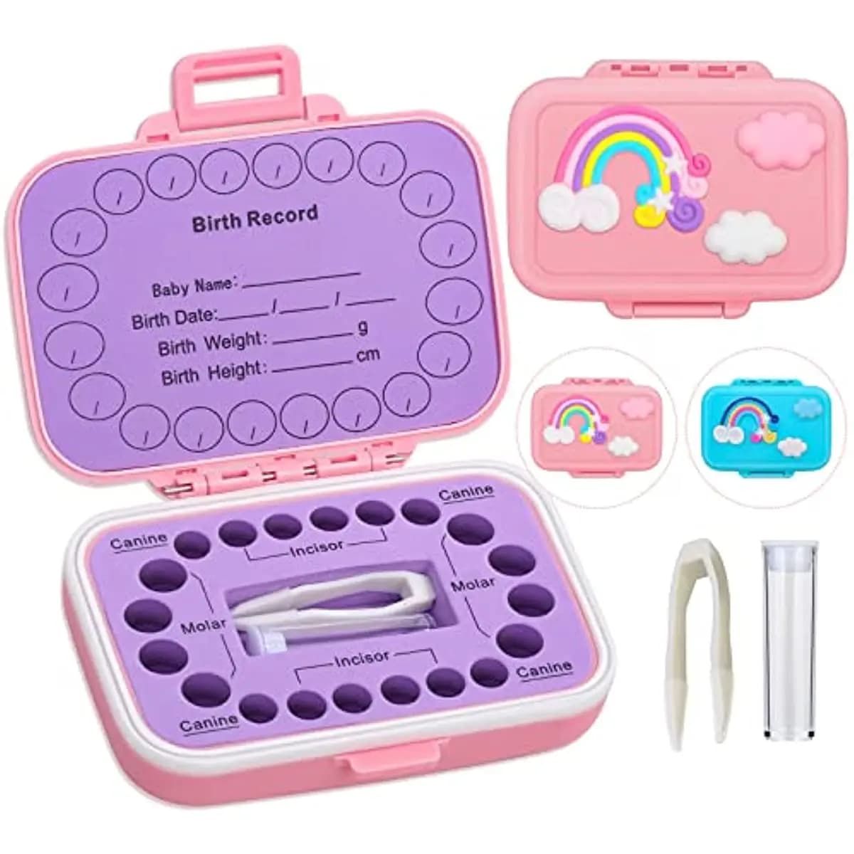 Scatola per ricordi di denti da latte, porta denti colorati, organizer per contenitori per denti smarriti, salva denti Lanugo per ragazzi e ragazze