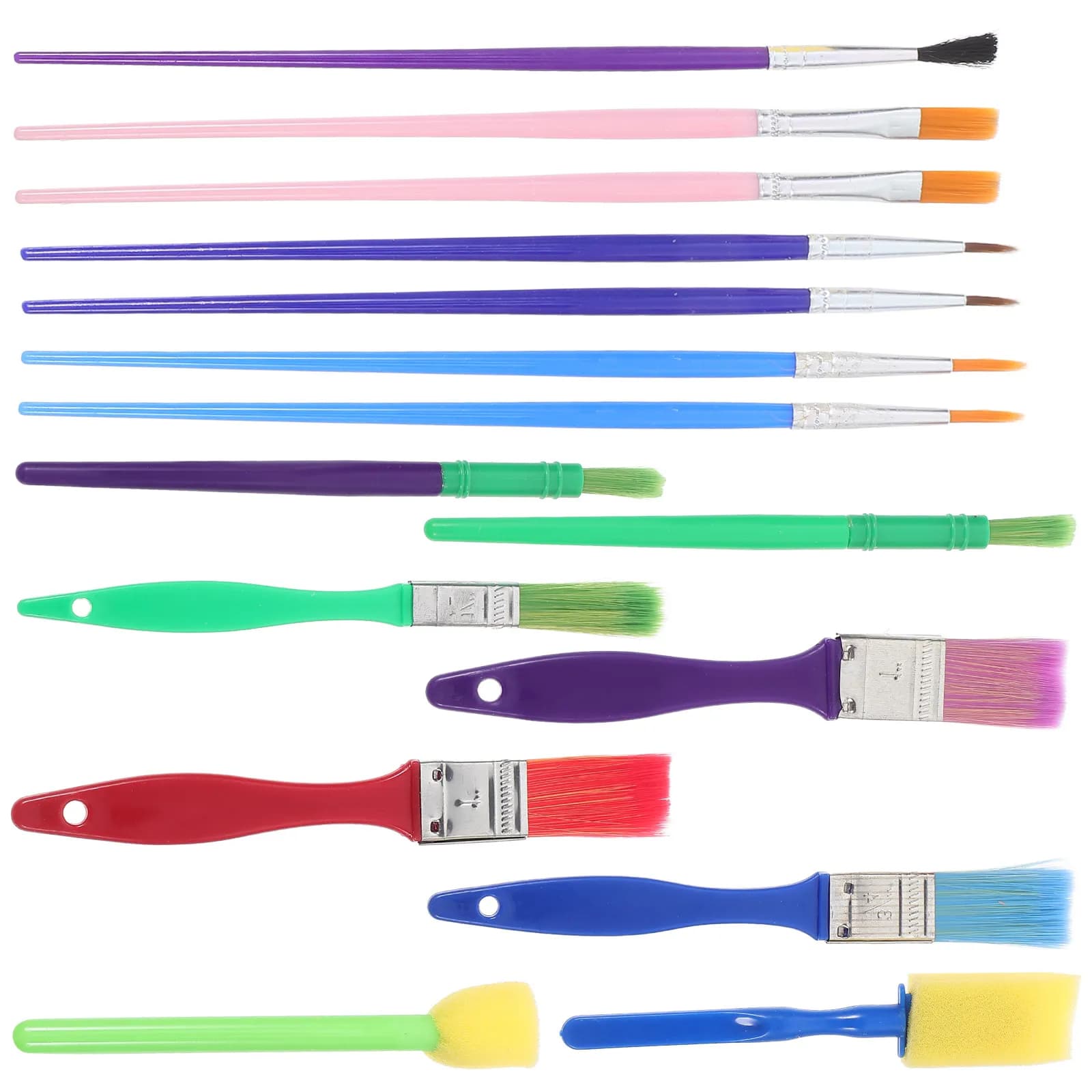 15Pcs Oil Painting Brush Set Nylon Bristles Ergonomic Plastic Handle Artist Multi-Function Portable Practicing Paint