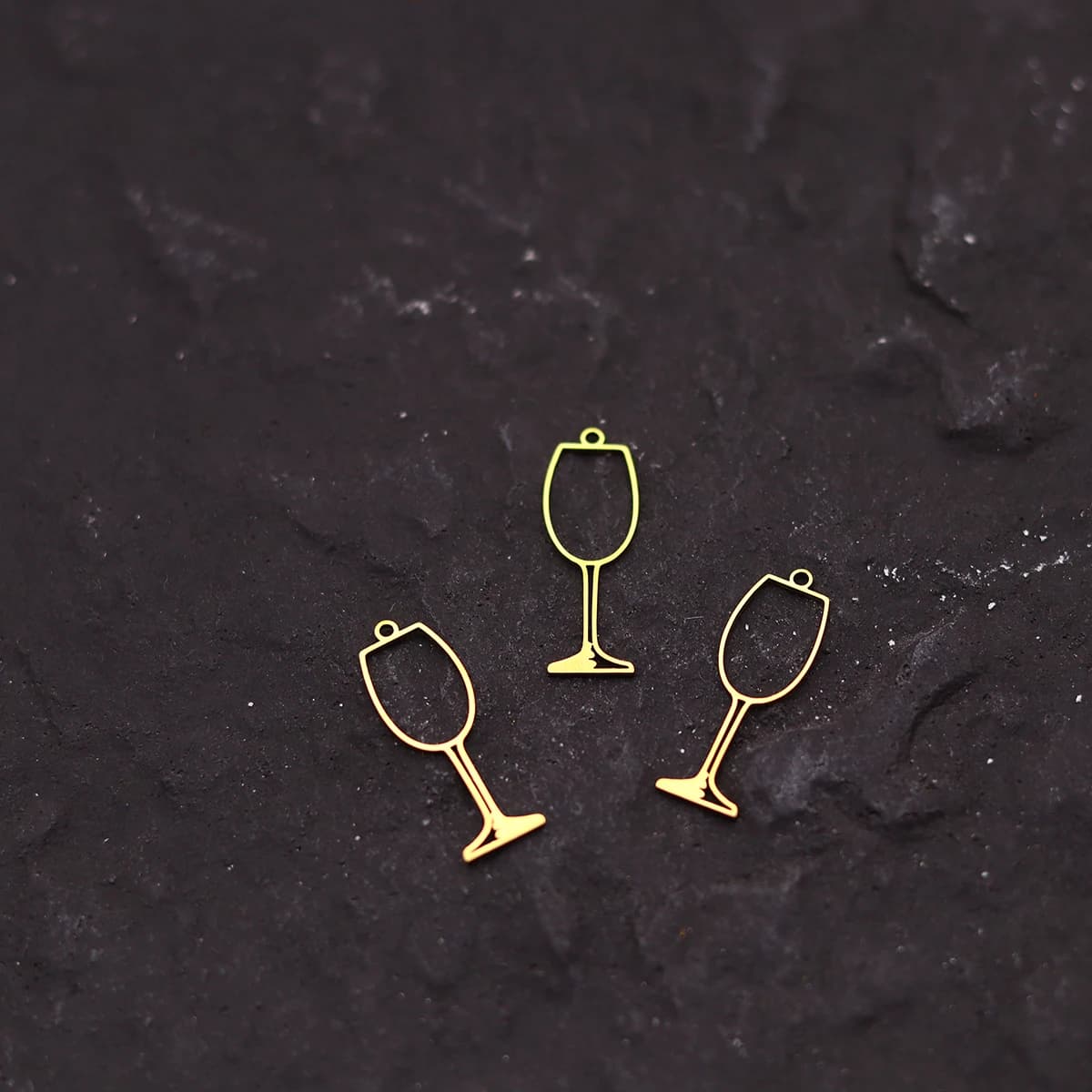 Set di 3 Ciondoli per Bicchieri da Vino in Acciaio Inox con Linee Artistiche, per Creazione di Gioielli Fai-da-Te, Collane, Orecchini, Bracciali
