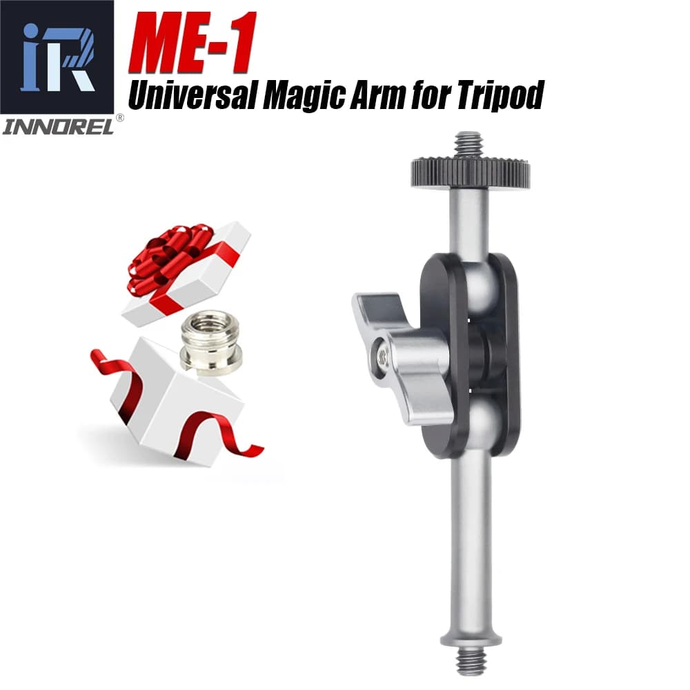 Braccio magico universale INNOREL ME-1 con doppia testa a sfera con vite da 1/4" per treppiede, supporto per braccio magico articolato per telefono cellulare