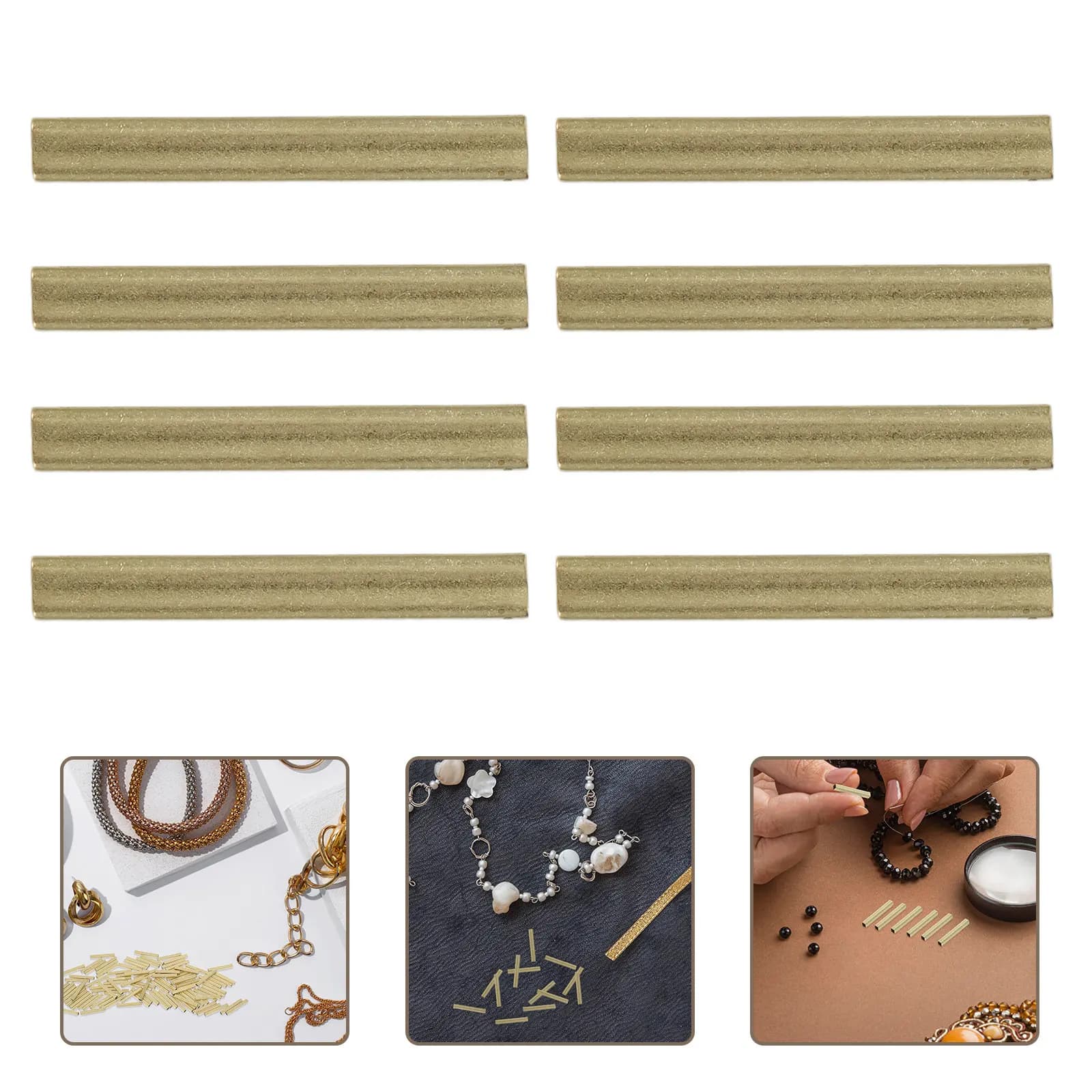 100 Pezzi Perline Tubolari Quadrate in Ottone Placcato Oro per Creazione di Gioielli Fai-da-Te, Collane, Bracciali, Orecchini