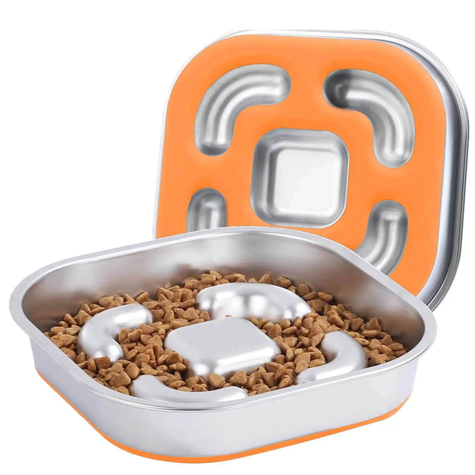 Anti-slip Pet Supplies Stainless Steel Slow Food Bowl for Dogs, Feeding Basin for Cats Anti Choking and Anti Overturning Bowl
