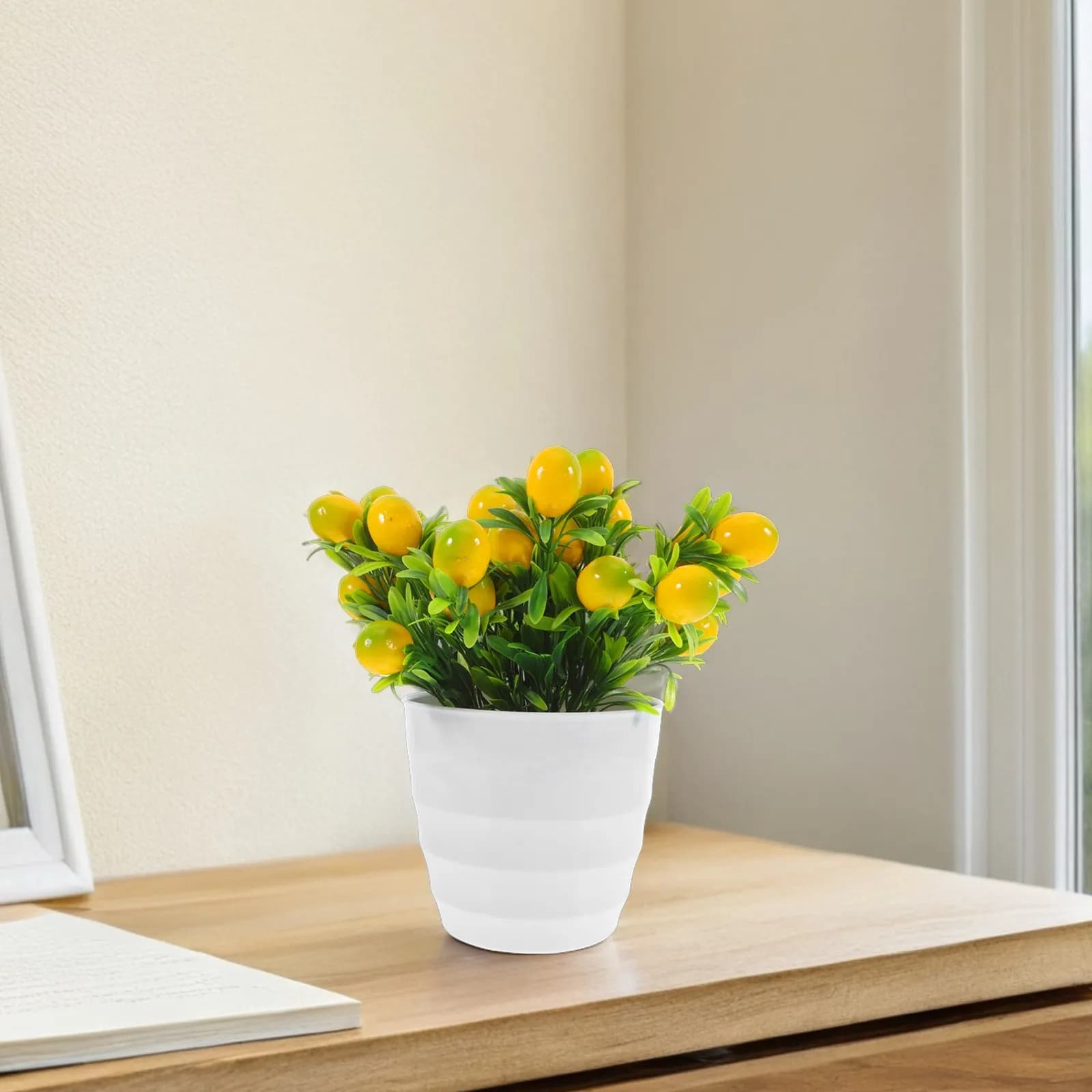 Bonsai di Fragole Artificiali, Miniatura Realistica in Vaso per Decorazione Interna ed Esterna, Cucina, Ufficio, Soggiorno, Matrimonio