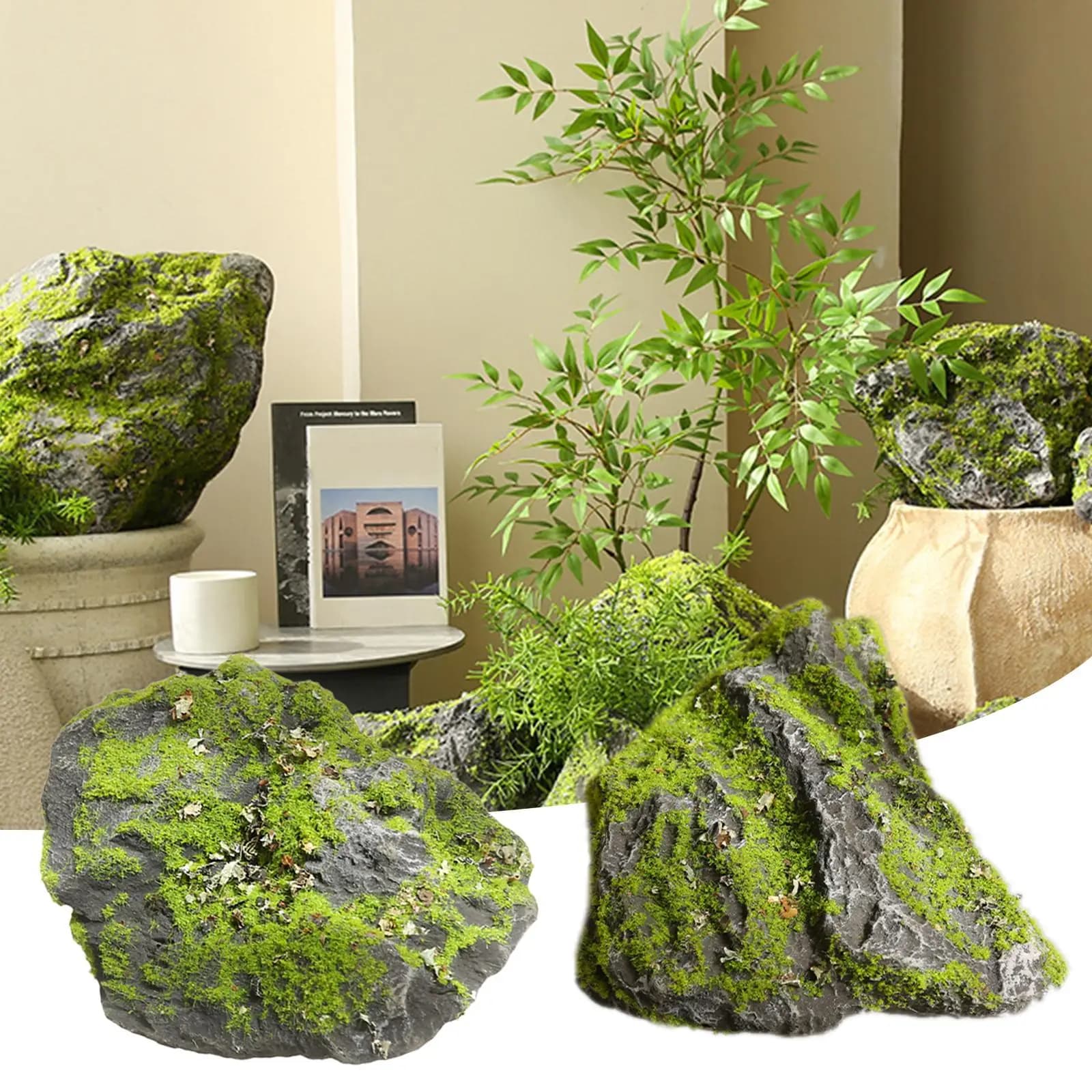 Decorative stone covered with artificial rock Realistic decoration Light-time stone for plant pot garden