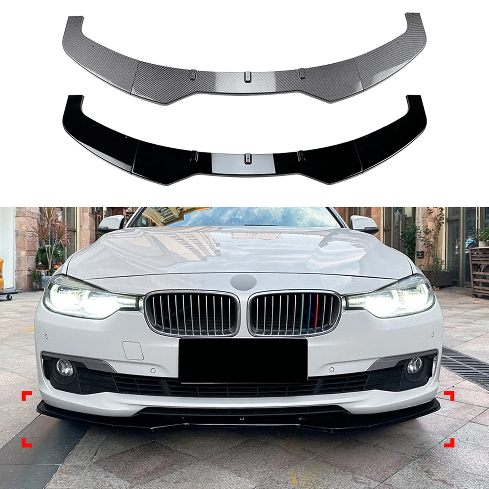 For BMW Series 3 F30 F31 Standard 2013-2019 Front bumper Splitter Lip Diffuser Spoiler Guard Deflector Accessories Polished Black