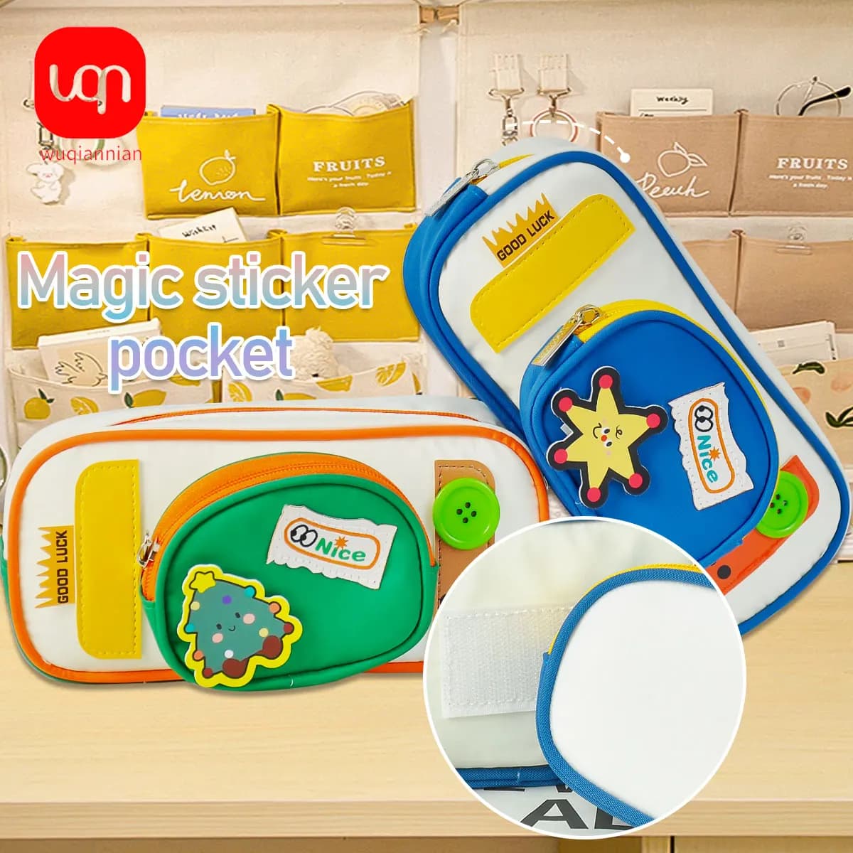 WQN-1PC Astuccio Portamatite Cartoon Carino, Borsa Portaoggetti Grande Capacità, Accessori per la Scuola e lo Zaino Studentesco