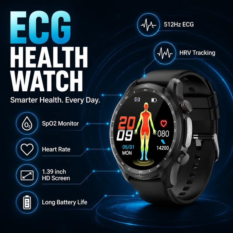 Smartwatch ECG+PPG 2026 Nuovo per la Salute, Monitoraggio Frequenza Cardiaca, Chiamate Bluetooth, Impermeabile IP68 per Android e iOS