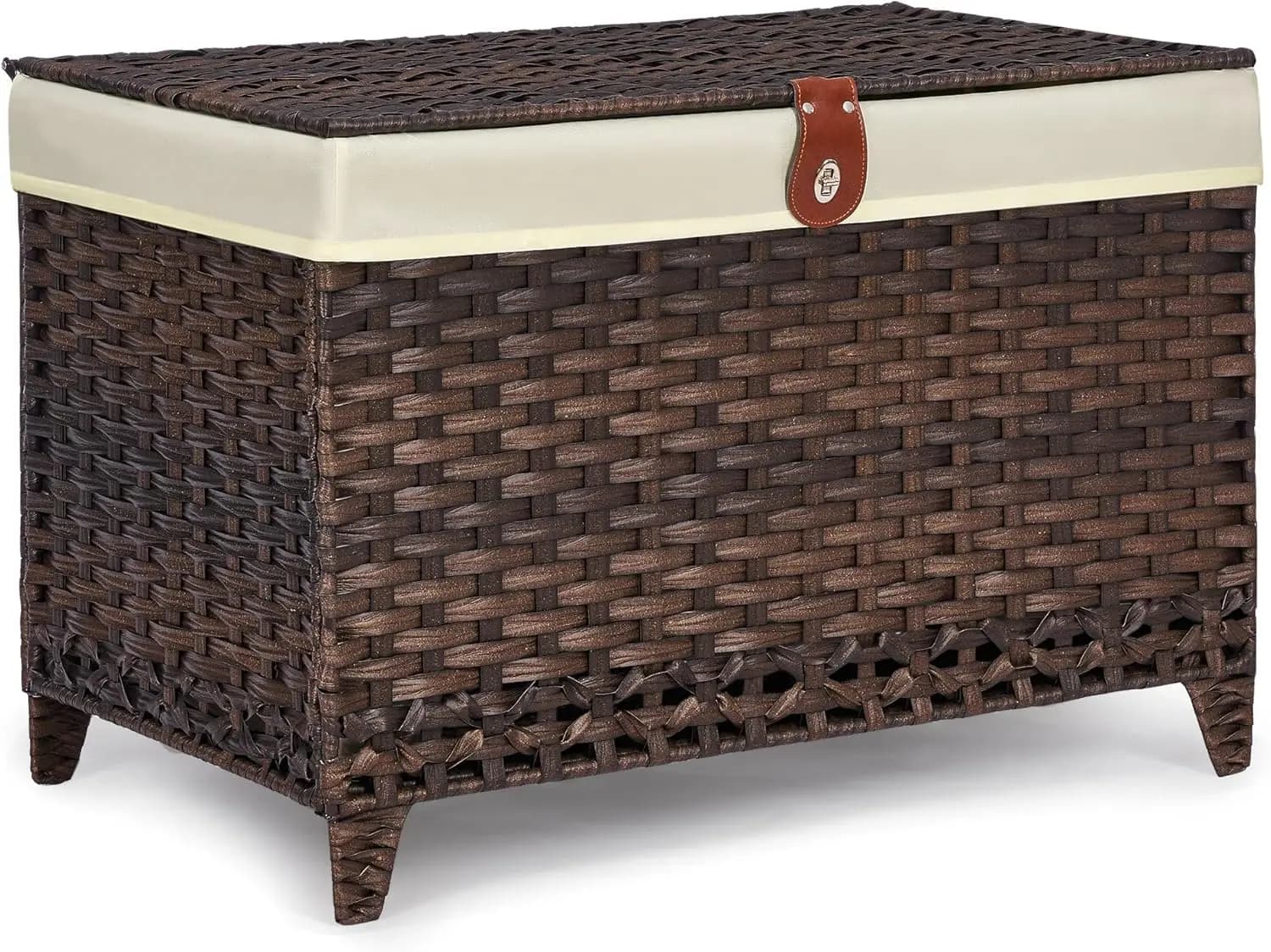 Cesto portaoggetti con coperchio 200L, Cesto portaoggetti in vimini con borsa interna rimovibile, Contenitore pieghevole per armadio e organizer domestico