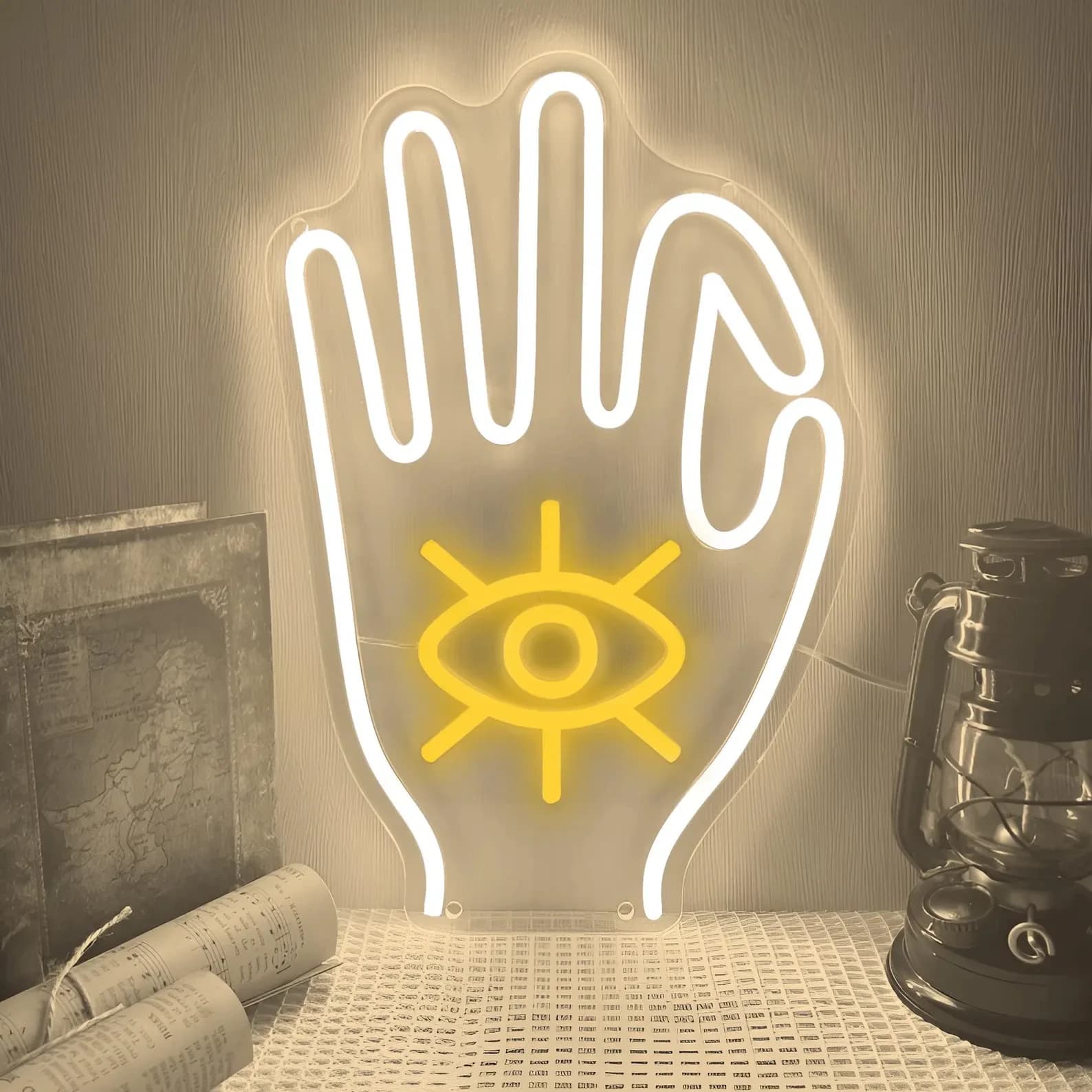 Insegna al neon a mano con occhio, al neon spirituale da parete, insegna al neon a LED, decorazione al neon da parete personalizzata per camera da letto, regalo per cercatori spirituali