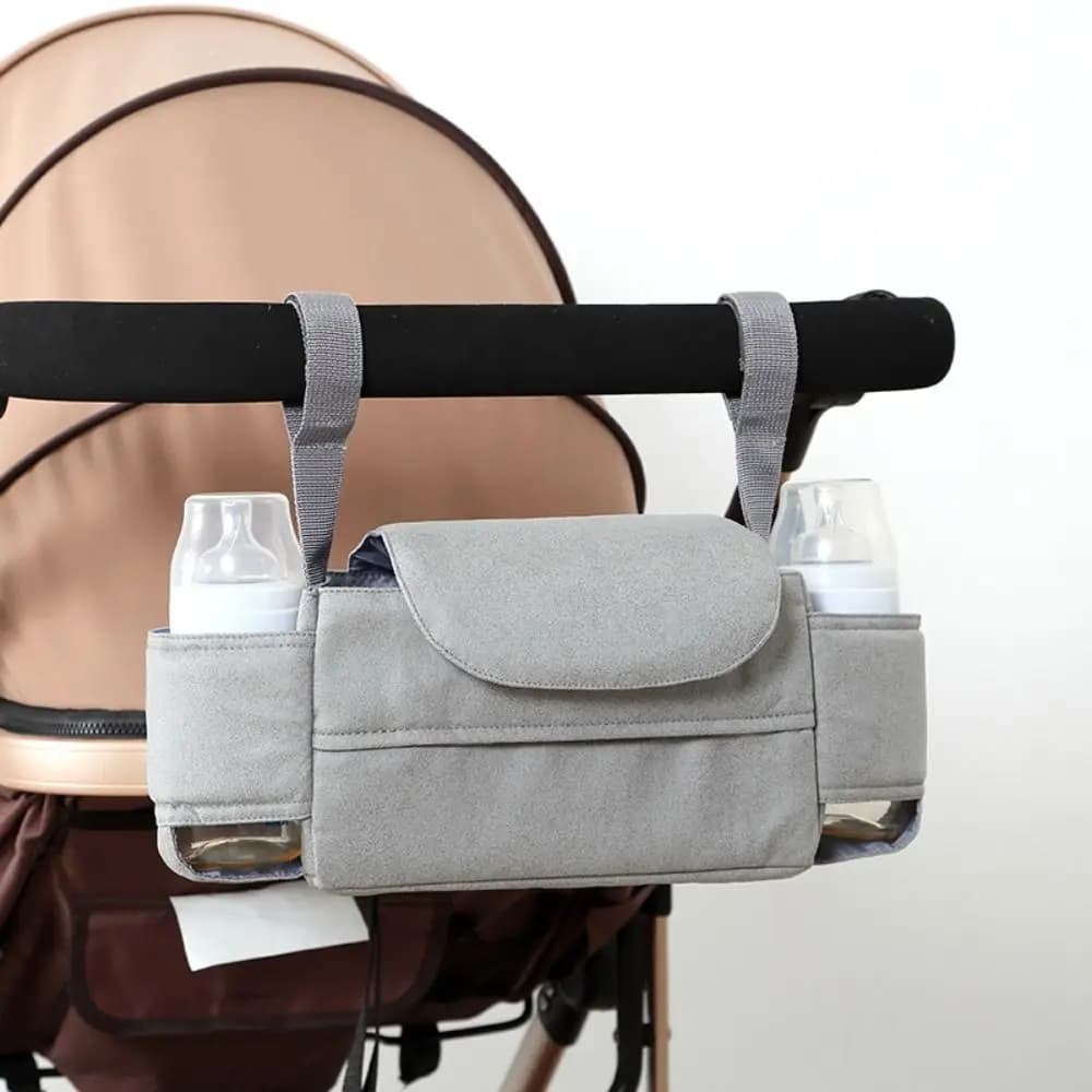 Organizer per Passeggino di Grande Capacità, Design Multifunzionale Staccabile, Borsa da Appendere al Passeggino in Tinta Unita con Porta Fazzoletti