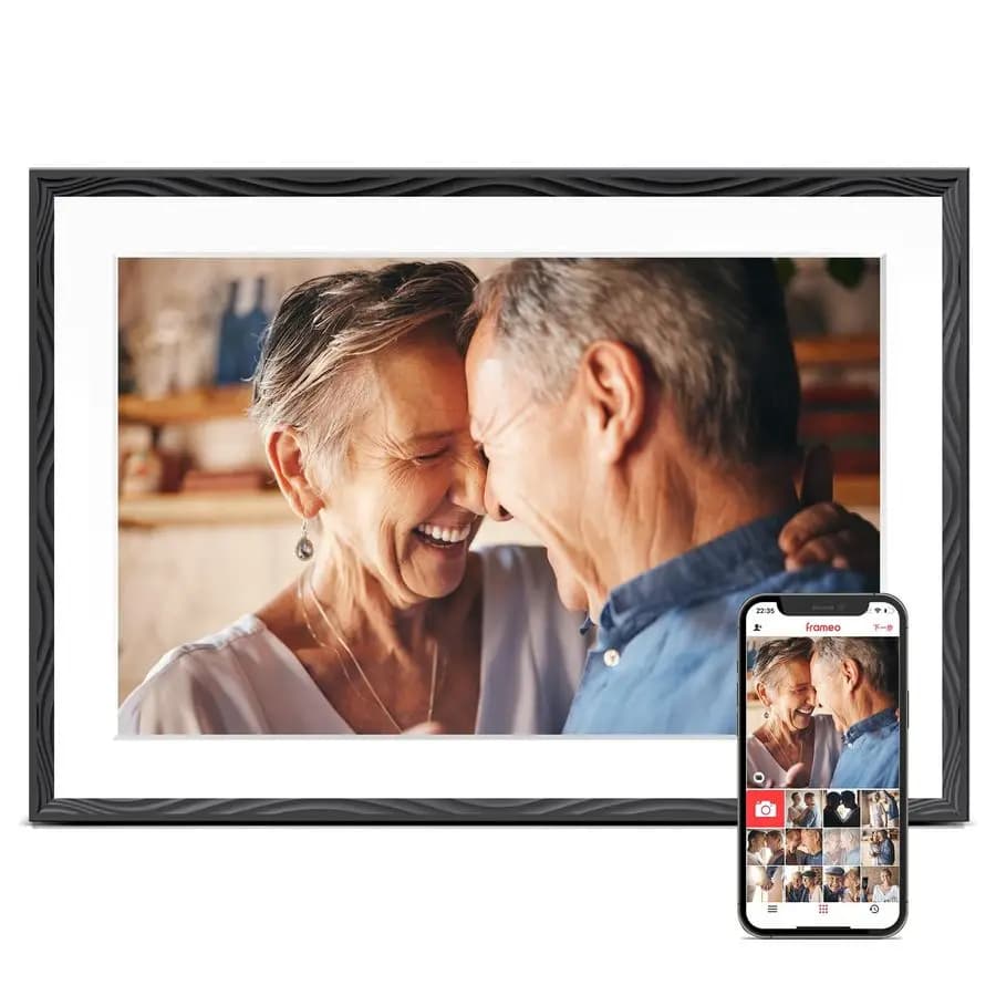 Cornice Portafoto Digitale Frameo 10.1 Pollici, Wi-Fi, Memoria 32GB, Schermo Touch HD 1280x800, Montabile a Parete, Rotazione Automatica