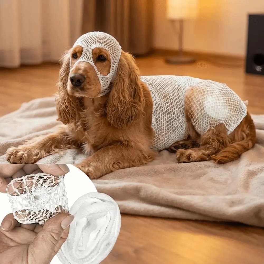 Benda Elastica in Rete per Animali Domestici, Traspirante, Protezione Antigraffio, Copertura Protettiva Antilampeggio, Copertura in Rete per Sterilizzazione, Soccorso Animale