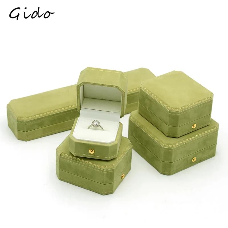 Scatola verde per gioielli, per anelli di fidanzamento, matrimonio, compleanno, ciondoli, bracciali, collane, espositore regalo