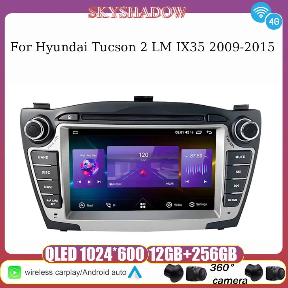 Per Hyundai Tucson 2 LM IX35 2009-2015 Lettore multimediale per auto Android CarPlay 4G WiFi Navigazione GPS Radio stereo Schermo IPS
