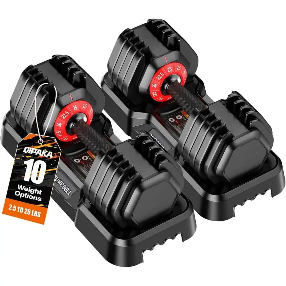 10-85lbs Adjustable Dumbbells Set - 5 Weights in 1 with Anti-Slip Grip for Home Gym Strength Training