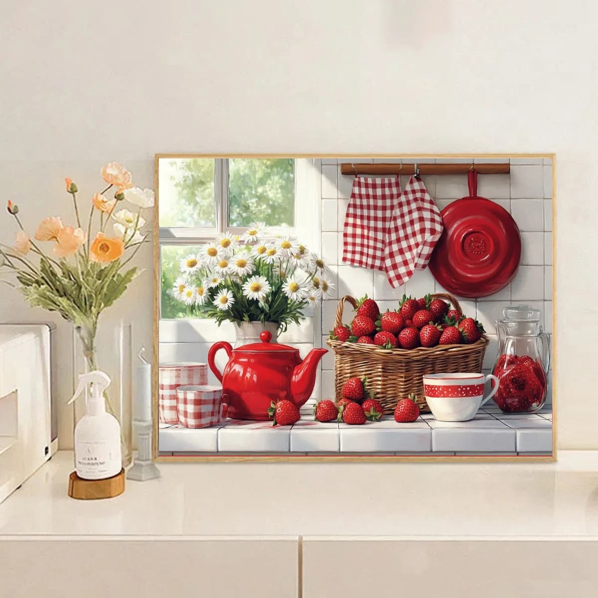 1 pezzo senza cornice 30X40 cm/ 11,8x15,7 pollici 11CT/14CT set fai da te stampato a punto croce, stoviglie rosse, adatto per principianti adulti