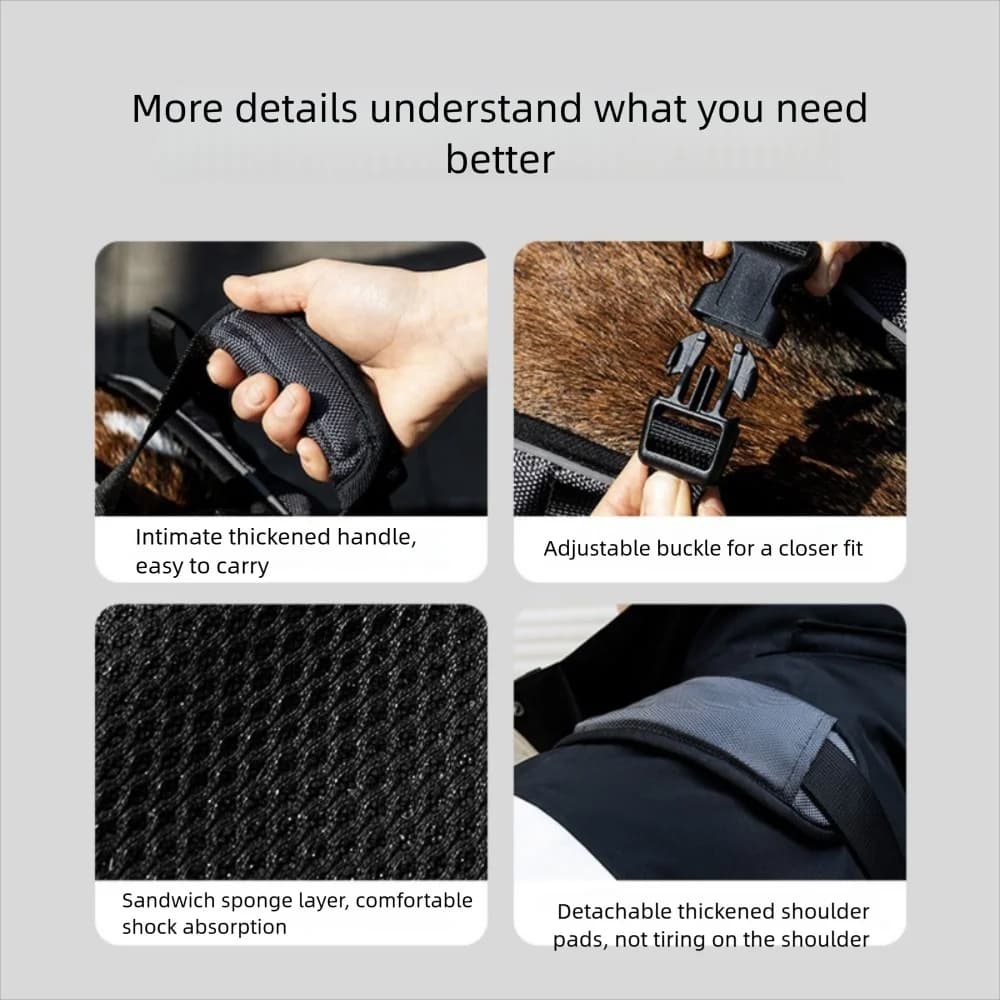 Zaino da gita per animali traspirante Tracolla regolabile Supporto completo per cani Sling Carrier Spalla a mani libere e portatile