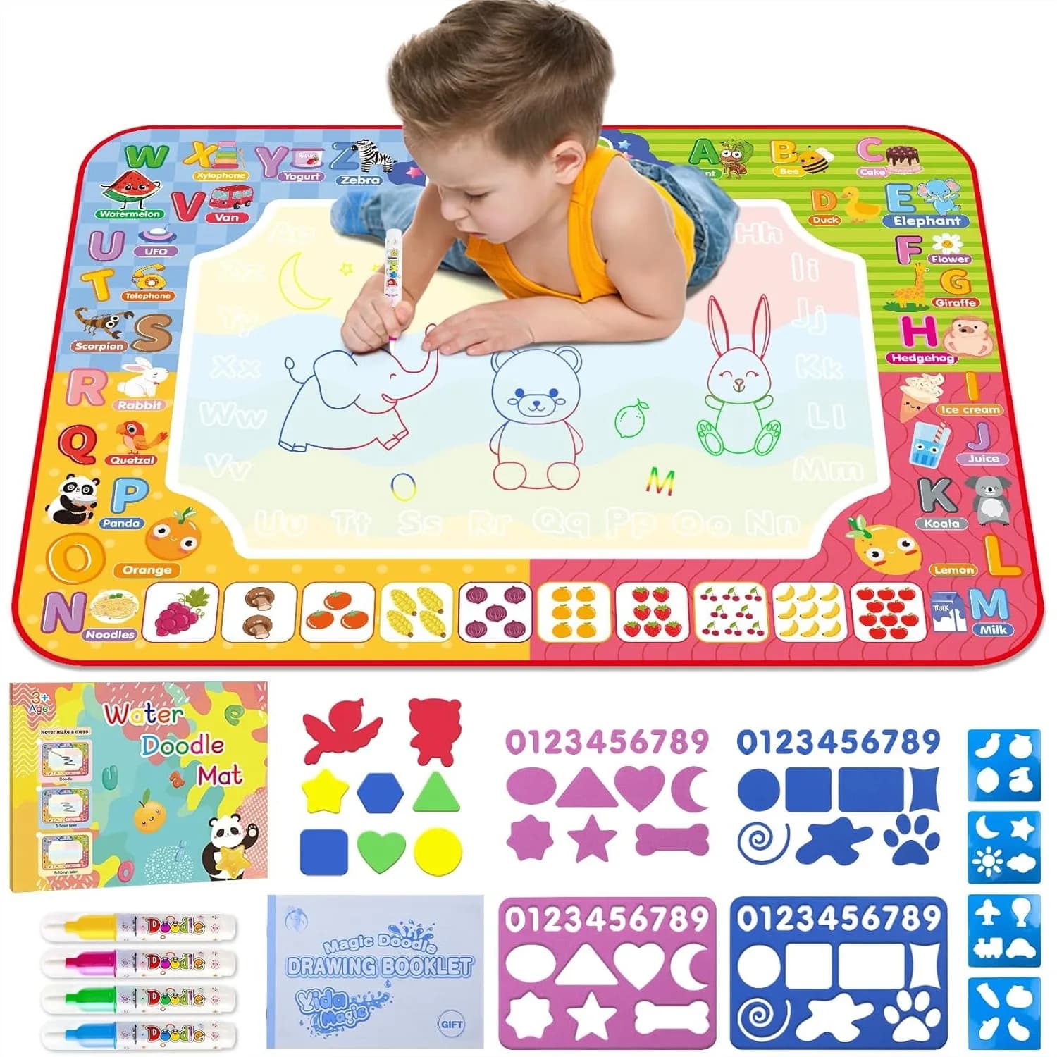 Tappetino per disegno ad acqua 32x24 pollici, giocattolo per pittura e disegno per bambini, regalo educativo magico senza disordine per bambini e bambine dai 3 agli 8 anni