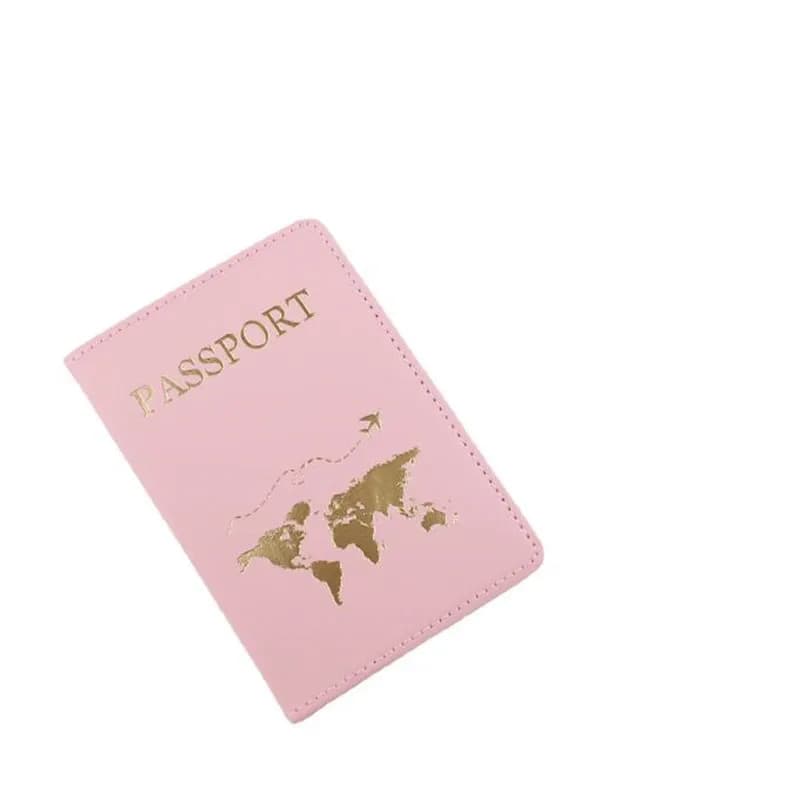 Custodia per passaporto da viaggio in stile mappa del mondo in pelle PU custodia per passaporto americana da donna rosa per custodia per documenti da viaggio da uomo russo