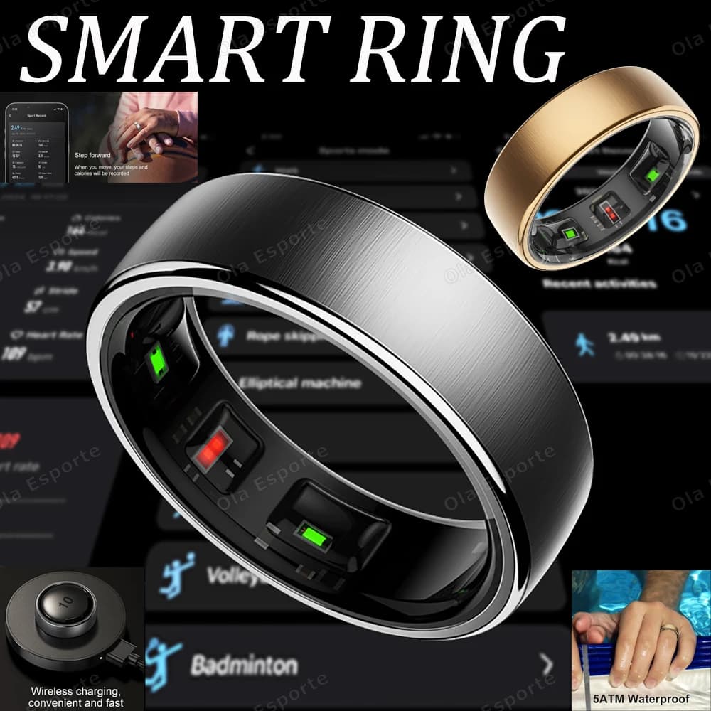 New R10 smart ring with wireless charging, health sleep monitor, 5 ATM and IP68 waterproof, multi-sport mode Smartring for woman man