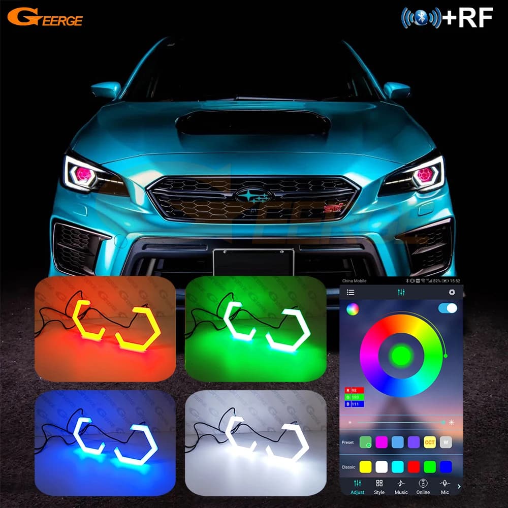Geerge 70mm 80mm 86mm 90mm 106mm APP compatibile Bluetooth RF LED remoto Multi colore RGB Angel Eyes Anelli esagonali esagonali Halo