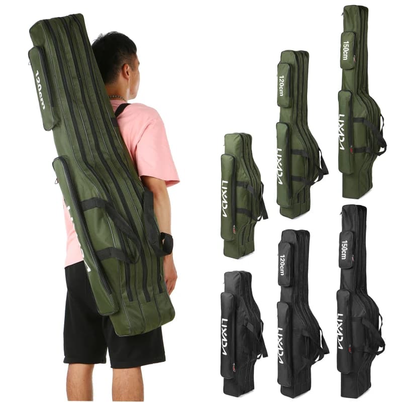 Lixada 90/120/150CM borsa per canna da pesca a 3 strati borsa per canna pieghevole portatile custodia per mulinello da pesca custodia per attrezzatura borsa per canna da pesca