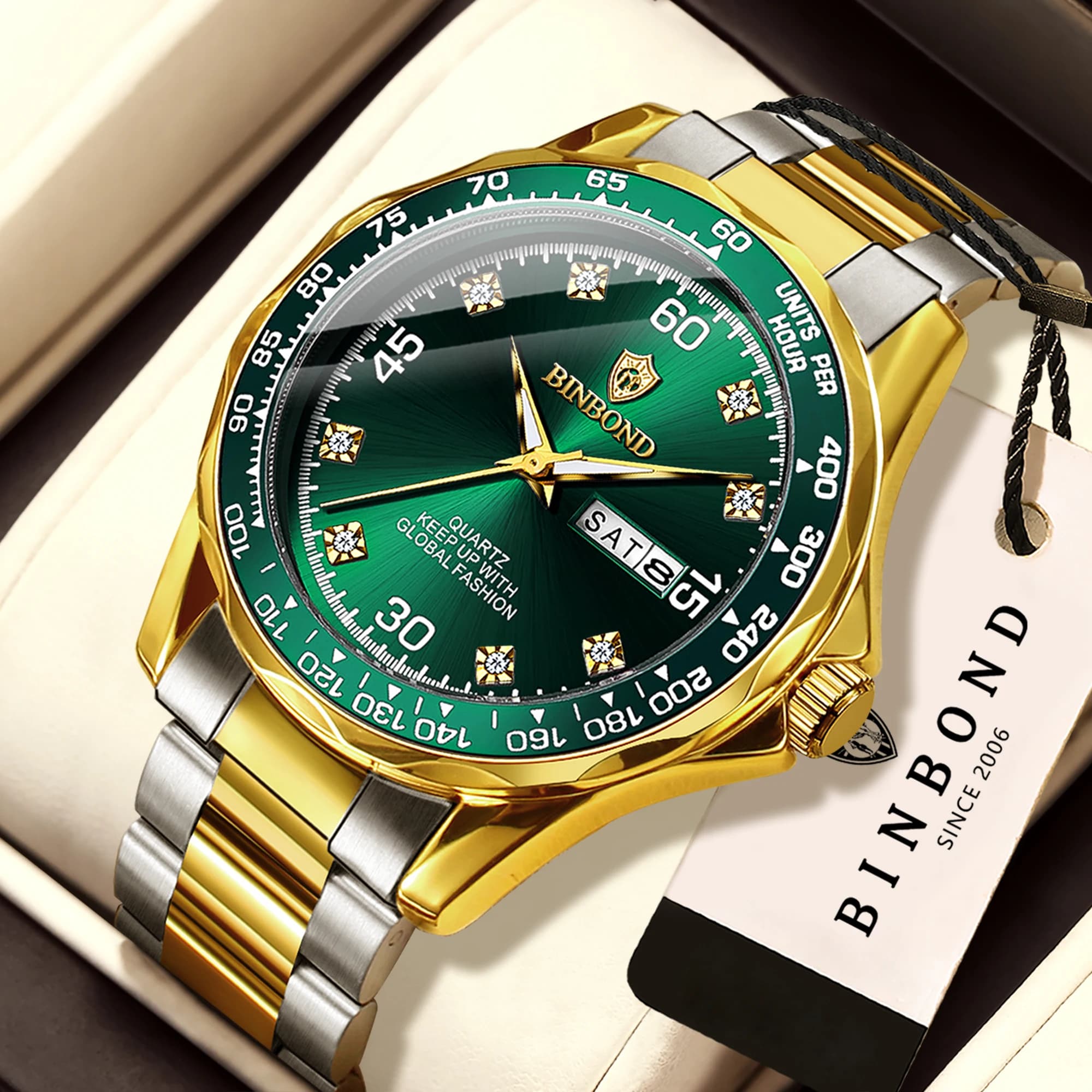 BINBOND Top Brand Luxury Quartz Wristwatches For Men Sturdy Precise Luminous Waterproof Week Display Auto Date Men's Watch Reloj