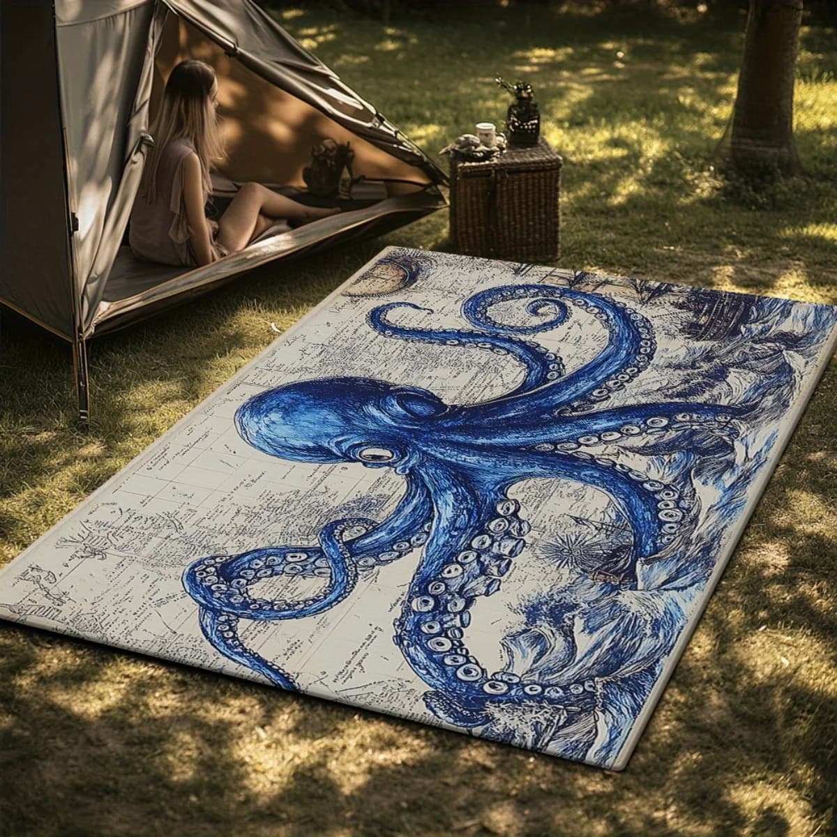 Il tappeto con mappa dell'ottopazzo blu, il tappetino da cucina e il tappetino da yoga sono adatti per bagni, ingressi del soggiorno e tappetini da esterno.
