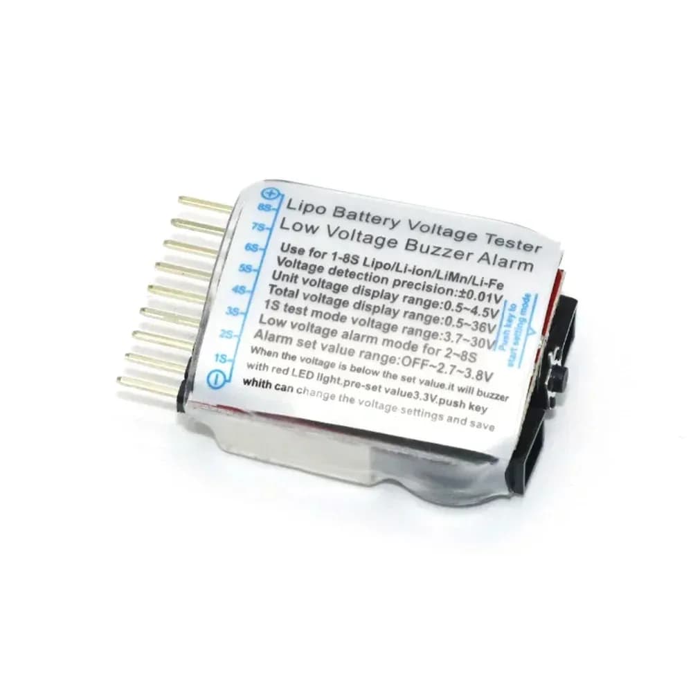 NEEBRC 5 Pezzi Tester LED per Batterie Lipo 1S-8S, Misuratore di Bassa Tensione con Allarme Acustico per Auto RC, Droni FPV, Aerei, Elicotteri