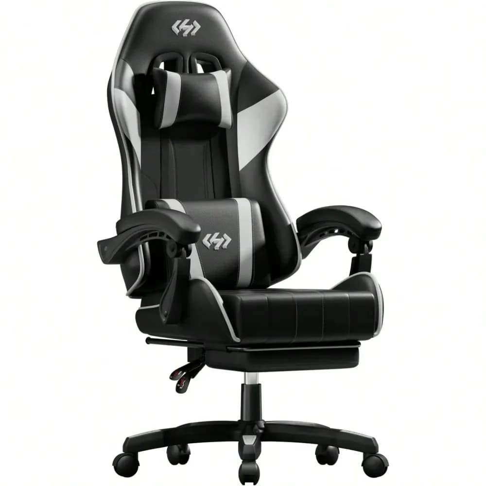 Sedia da Gaming, Sedia Ergonomica da Ufficio con Supporto Lombare, Poggiapiedi e Poggiatesta, Altezza Regolabile e Angolo dello Schienale Regolabile per Videogiochi