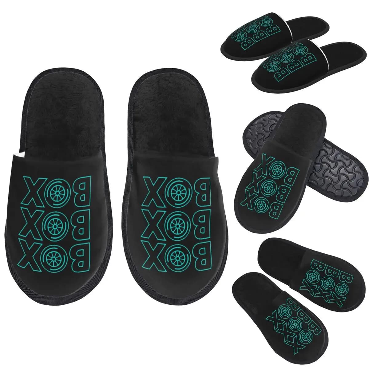 Scatola personalizzata Scatola con frecce argento F1 Pantofole con design per pneumatici Memory Foam Pantofola da casa calda e morbida per donna Scarpe soffici per interni