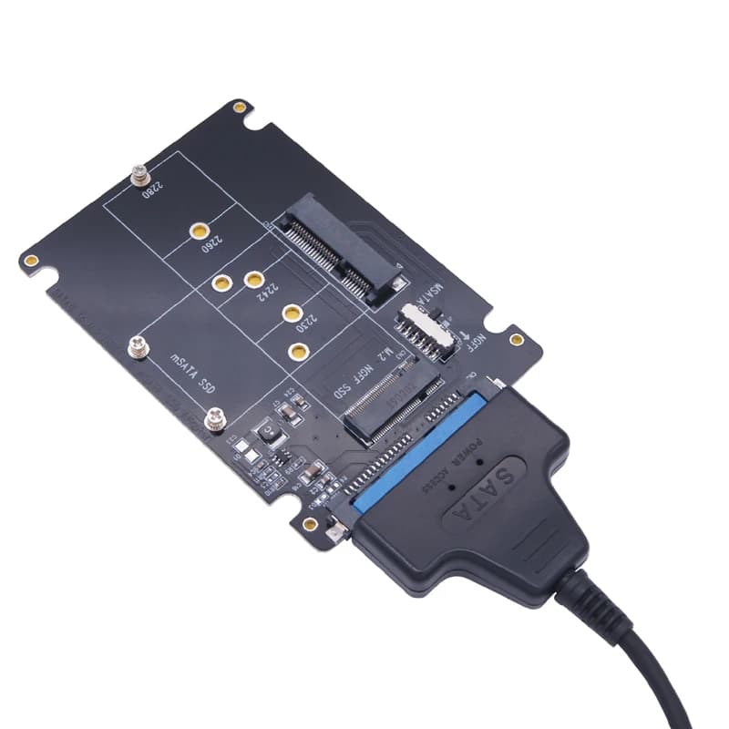 Adattatore da m2 mSATA a USB Scheda riser da M2/mSATA a SATA + Convertitore cavo da SATA a USB3.0 Adattatore esterno mSATA M.2 SATA SSD a USB