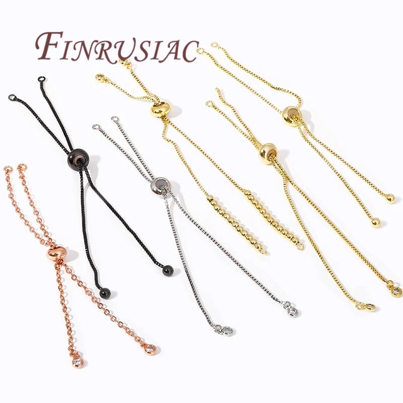 Connettori per bracciale regolabili con catena a scatola placcata oro 18 carati multi stili con perline in silicone per forniture per la creazione di gioielli fai-da-te