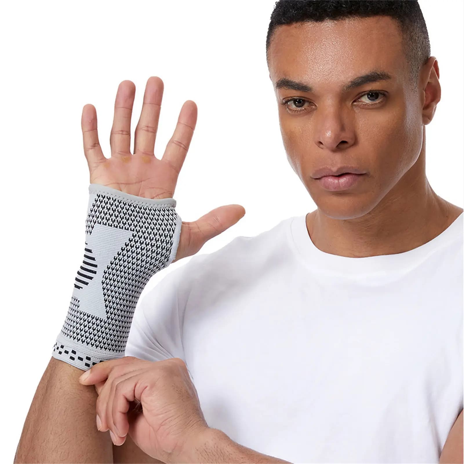 Supporto per il polso traspirante, con assorbimento del sudore, cinture di supporto a compressione, regolabili e antiscivolo per allenamento in palestra e fitness.