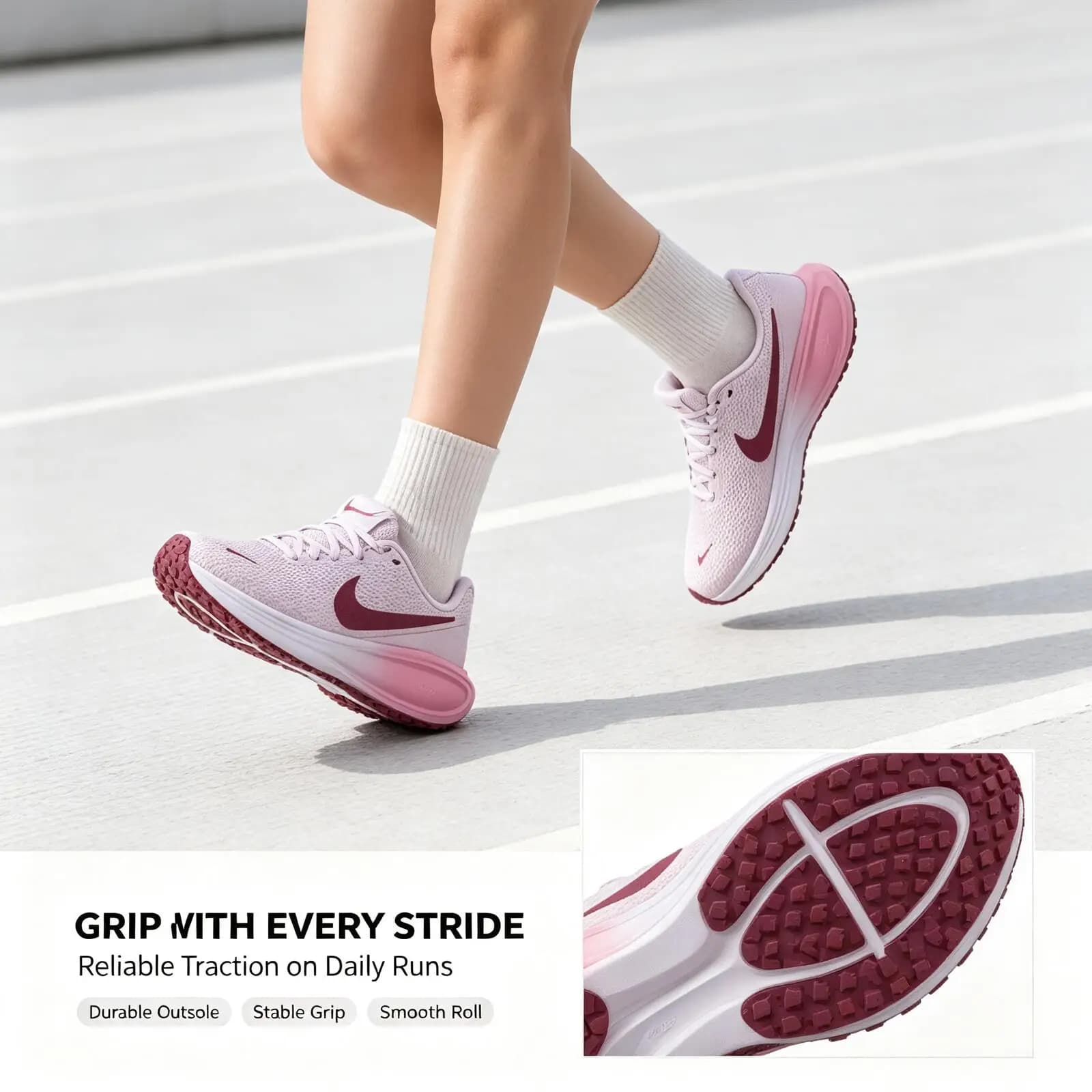 Nike Women Pink Running Shoes Lightweight Breathable Mesh Sneakers Soft Cushioning Non-Slip Athletic Casual Shoes