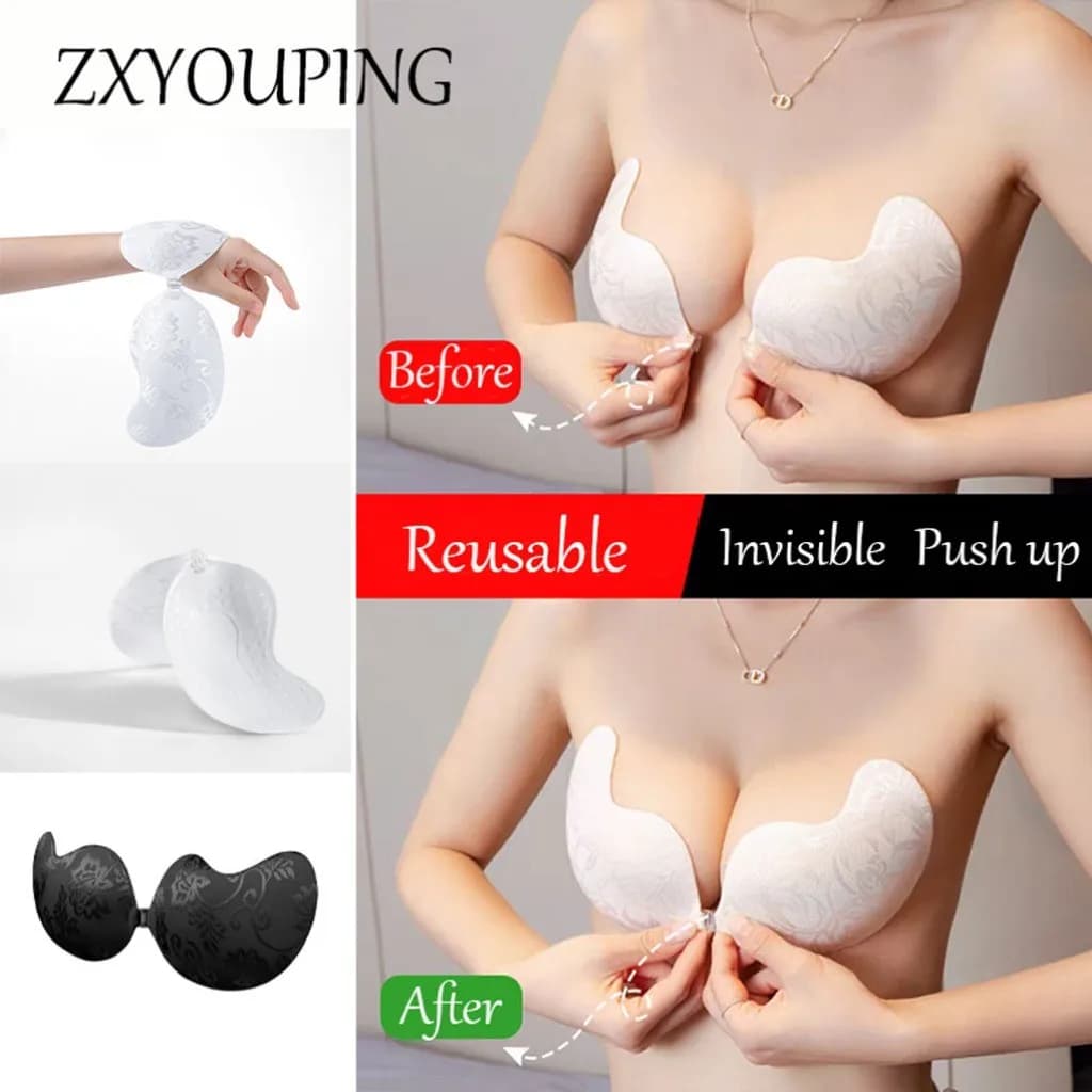 Adesivi per capezzoli in pizzo Adesivi per capezzoli adesivi push up Reggiseno invisibile in silicone Nastro per capezzoli senza schienale riutilizzabile impermeabile traspirante