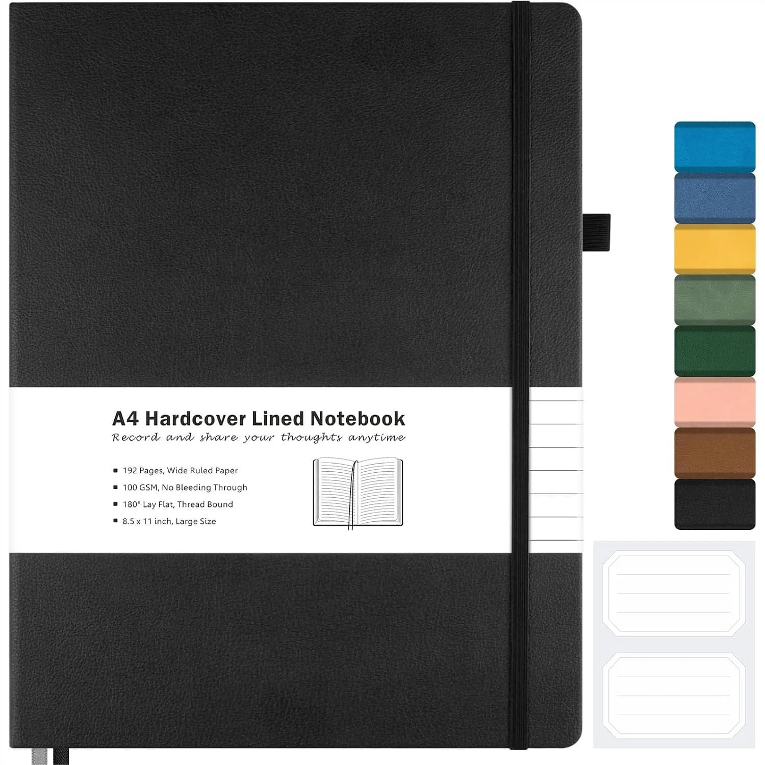 Lined Journal Notebook, 8.5" x 11" Hardcover Leather Notebook for Work, Wide Ruled Journal for Women Men, 192 Thick Paper, Lay