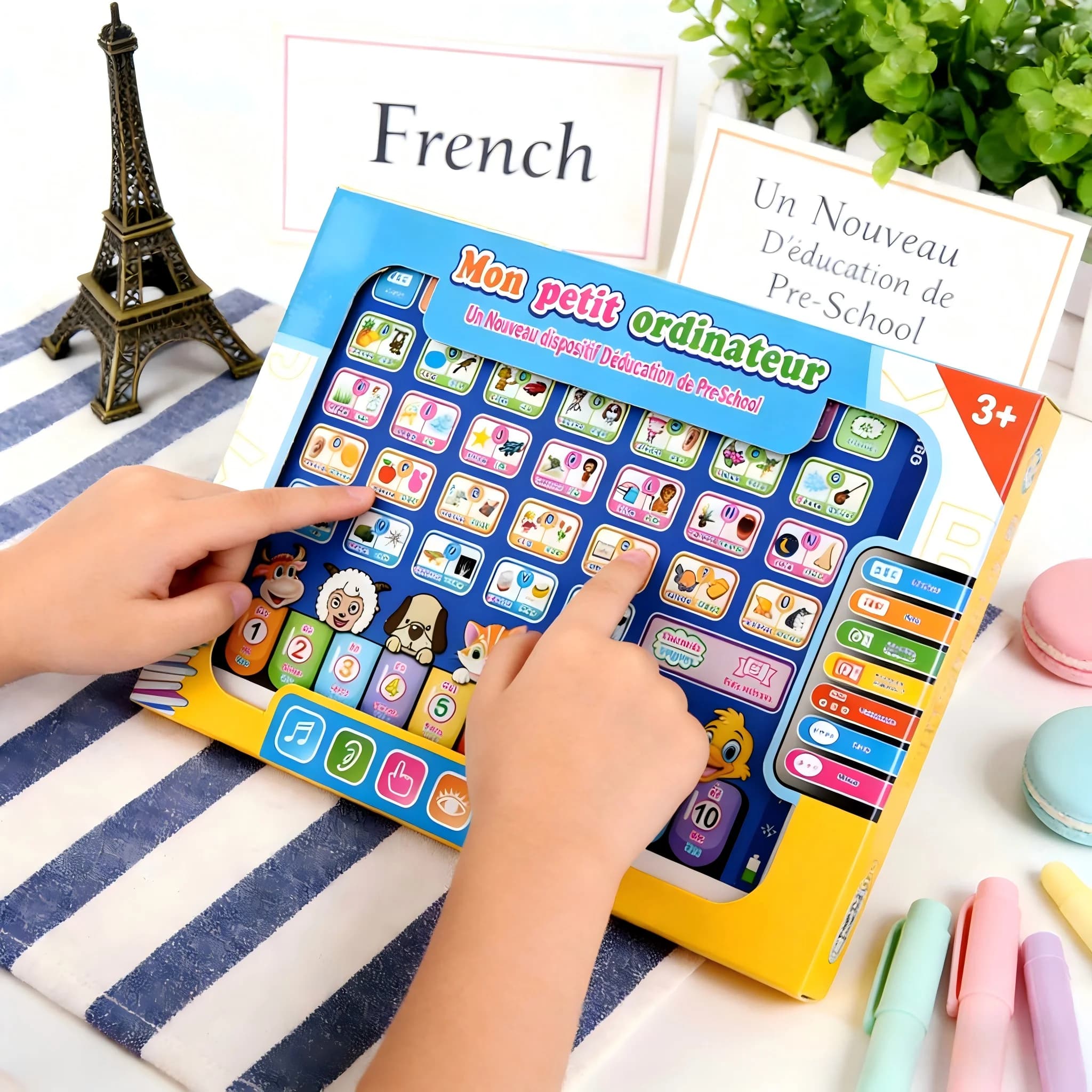Pad educativo interattivo per bambini bilingue francese-arabo con lettere, numeri, strumento per vocabolario per i più piccoli