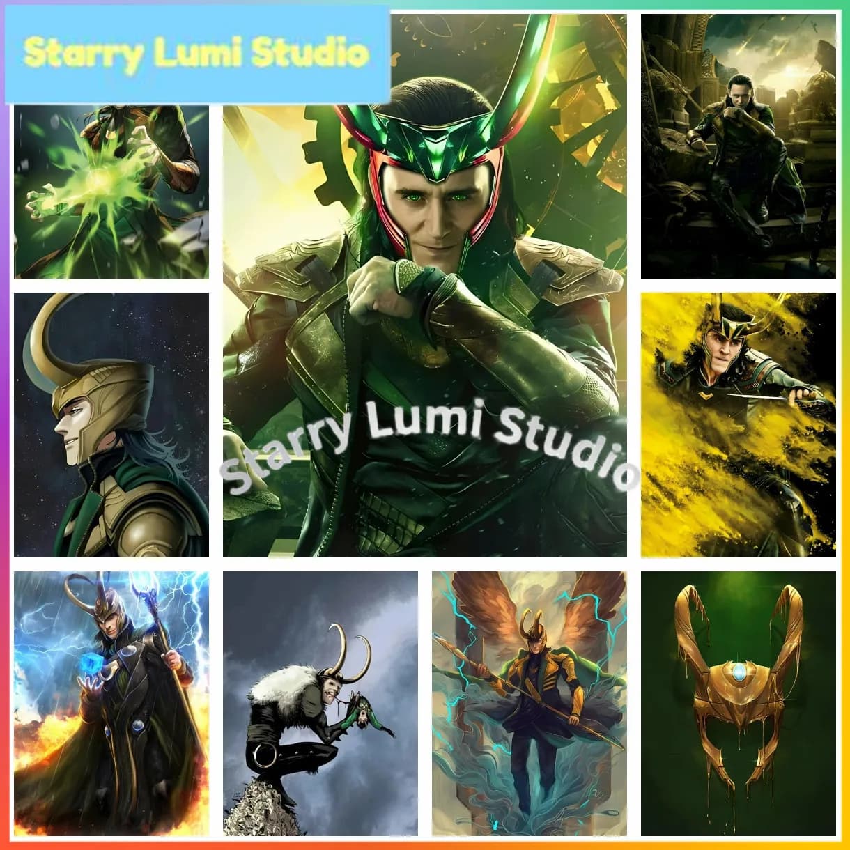 Set di Pittura Diamante 5D Fai da Te con Ricamo a Mosaico Loki Eroe Marvel, Arte Punto Croce, Decorazione per la Stanza, Quadri Originali, Hobby Creativo da Appendere
