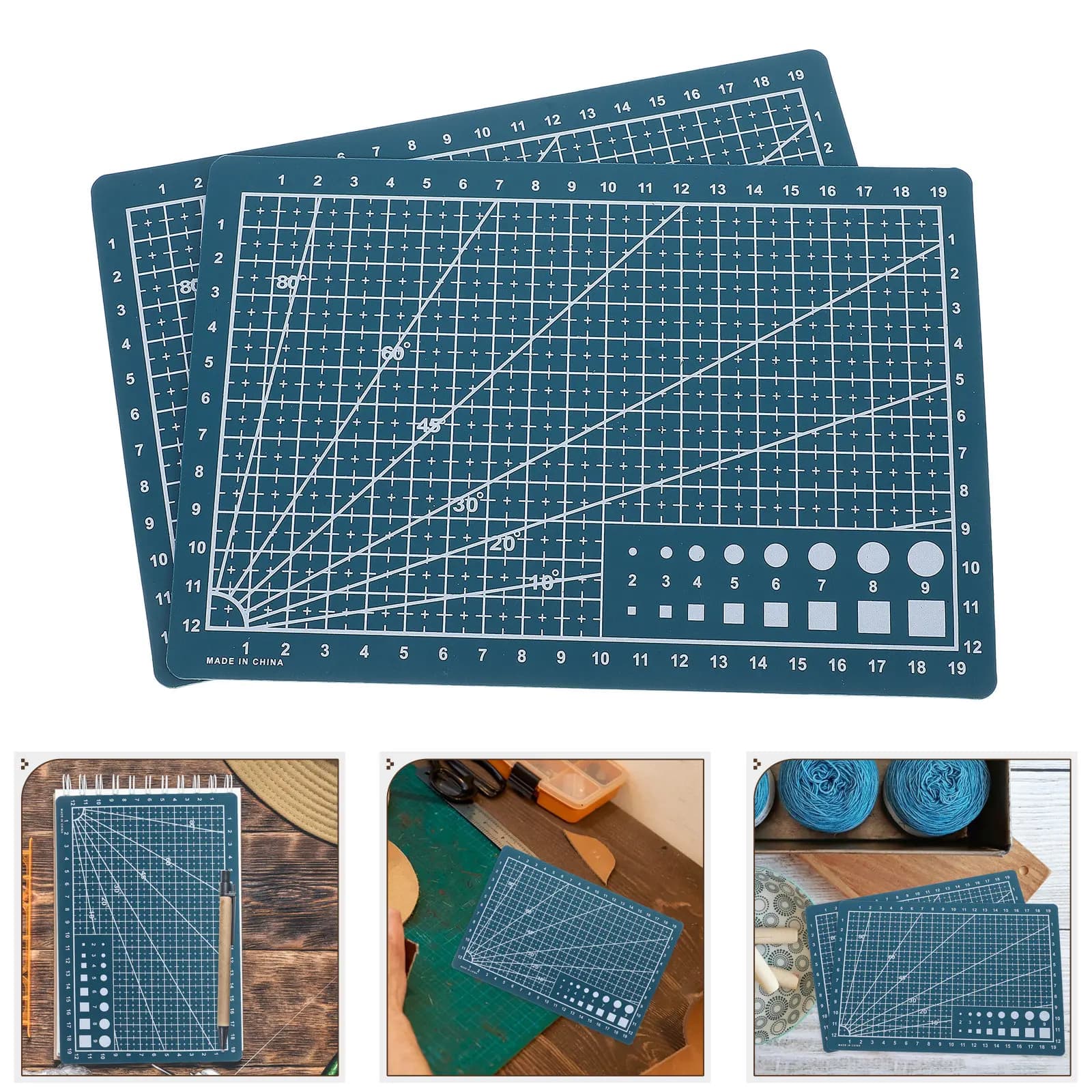 Set di 2 Tavole da Taglio A5 Bifacciali Autoriparanti con Griglia Metrica per Taglio Rotativo, Cucito, Tessuti, Carta, Artigianato, Incisione Artistica