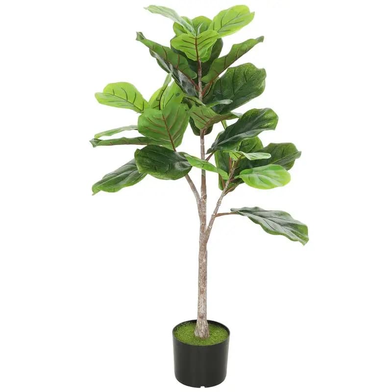 Artificial fig tree pot plant with 3.58 foot violin leaves with flogged soil for home office decoration Green indoor plant