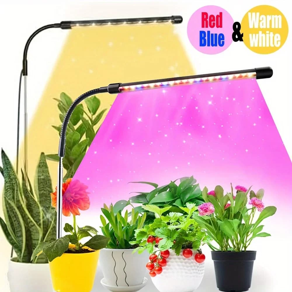 Lampada LED per la crescita delle piante, tubo telescopico inseribile nel terreno, lampada per piante in vaso a spettro completo a 3 colori, spettro commutabile tramite USB