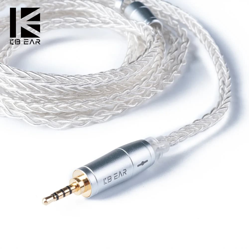 KBEAR 8 Core Wired silver earring cable updated 2PIN/MMCX/ QDC Gaming Headphones Headphones for KZ KS1 KS2 TRI Meteor IEM