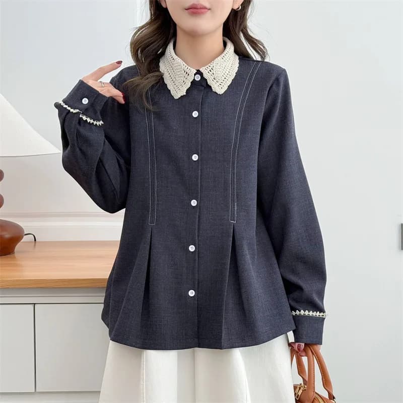 Women's Shirt Plus Size XXXXL Fashion, Pizzo Collection, Ribbed Life, Long Sleeves, Autumn Spring 2026 - Model 353
