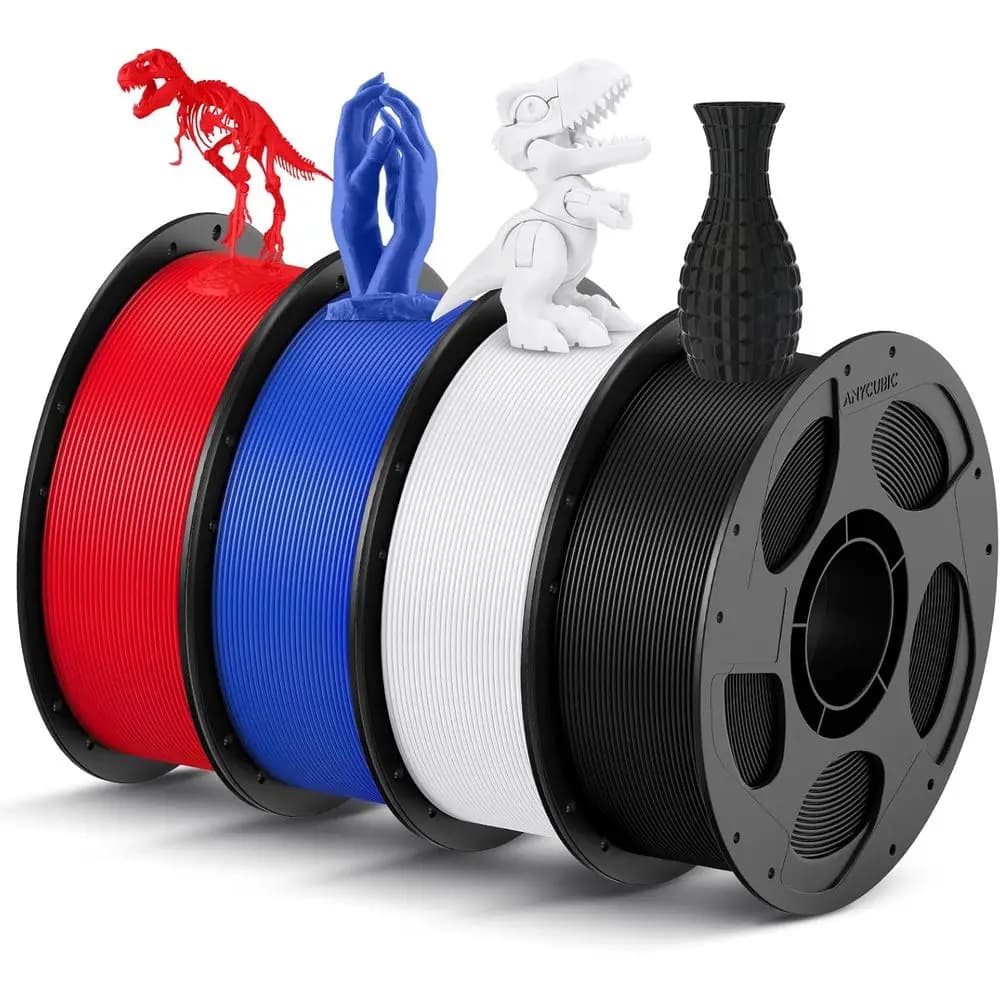 1,75mm PLA Filament Pack, for 3D Printing, ±0.02mm Precision, 1kg Reusable Coil, 4kg Assorted Colors
