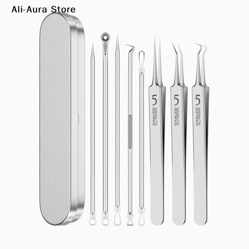7/8Pcs Blackhead Remover Kit Professional Blackhead Needle Skin Care Tools Stainless Steel Pimple Extraction Tools